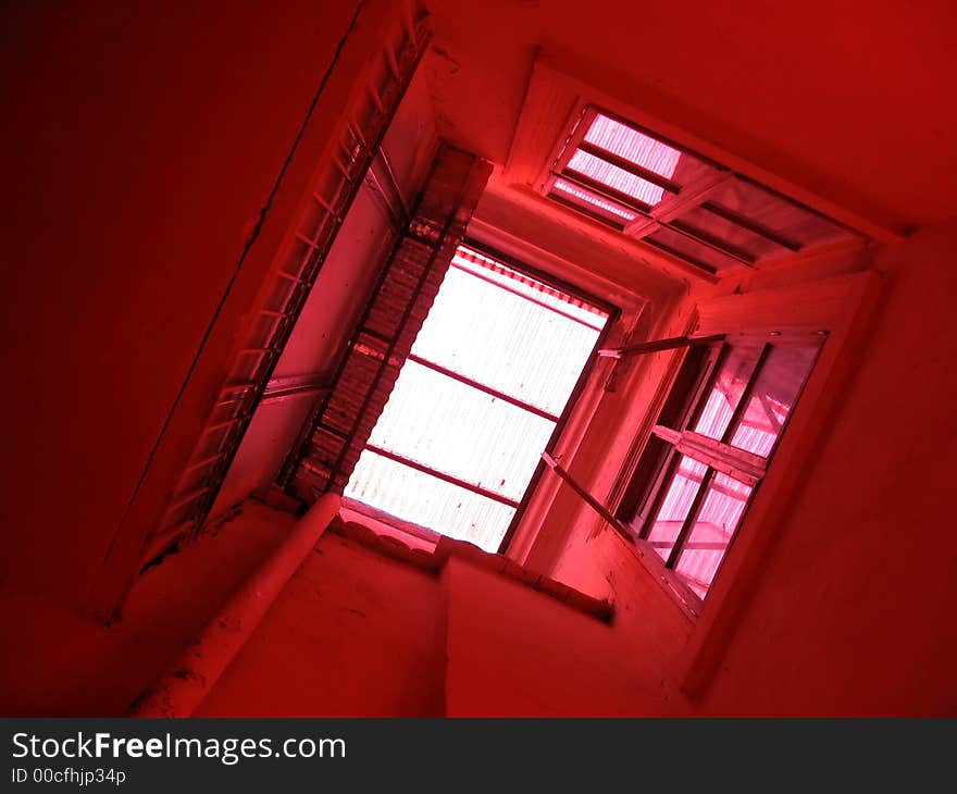 View to the top from a red square building. View to the top from a red square building