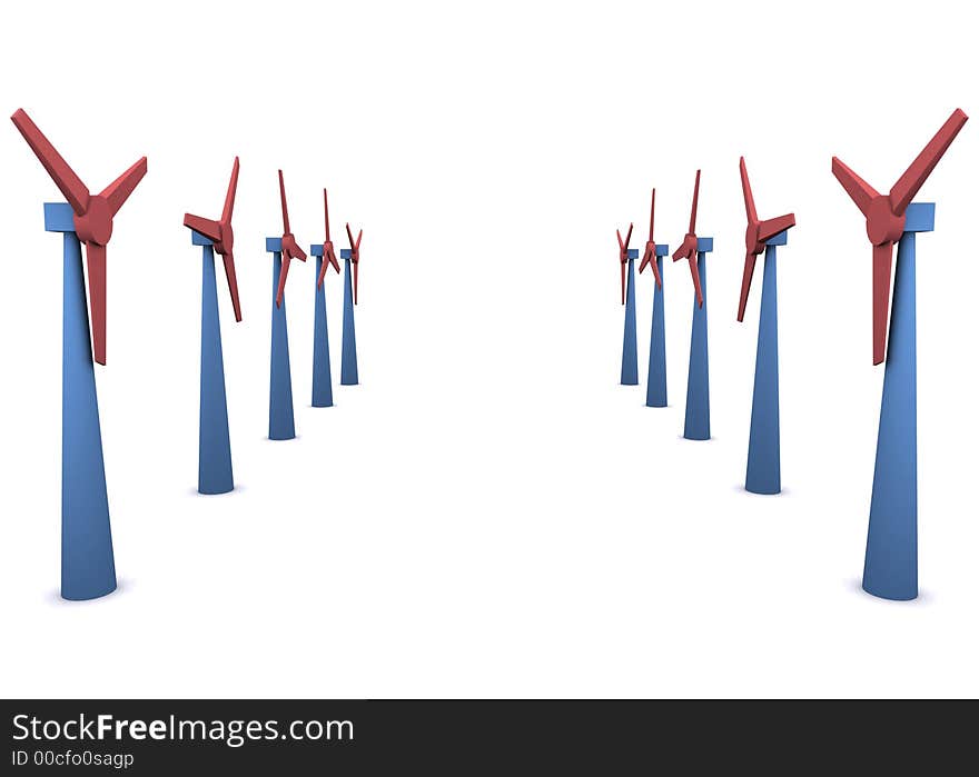 3d render depicting the clean energy wind turbines produce. 3d render depicting the clean energy wind turbines produce