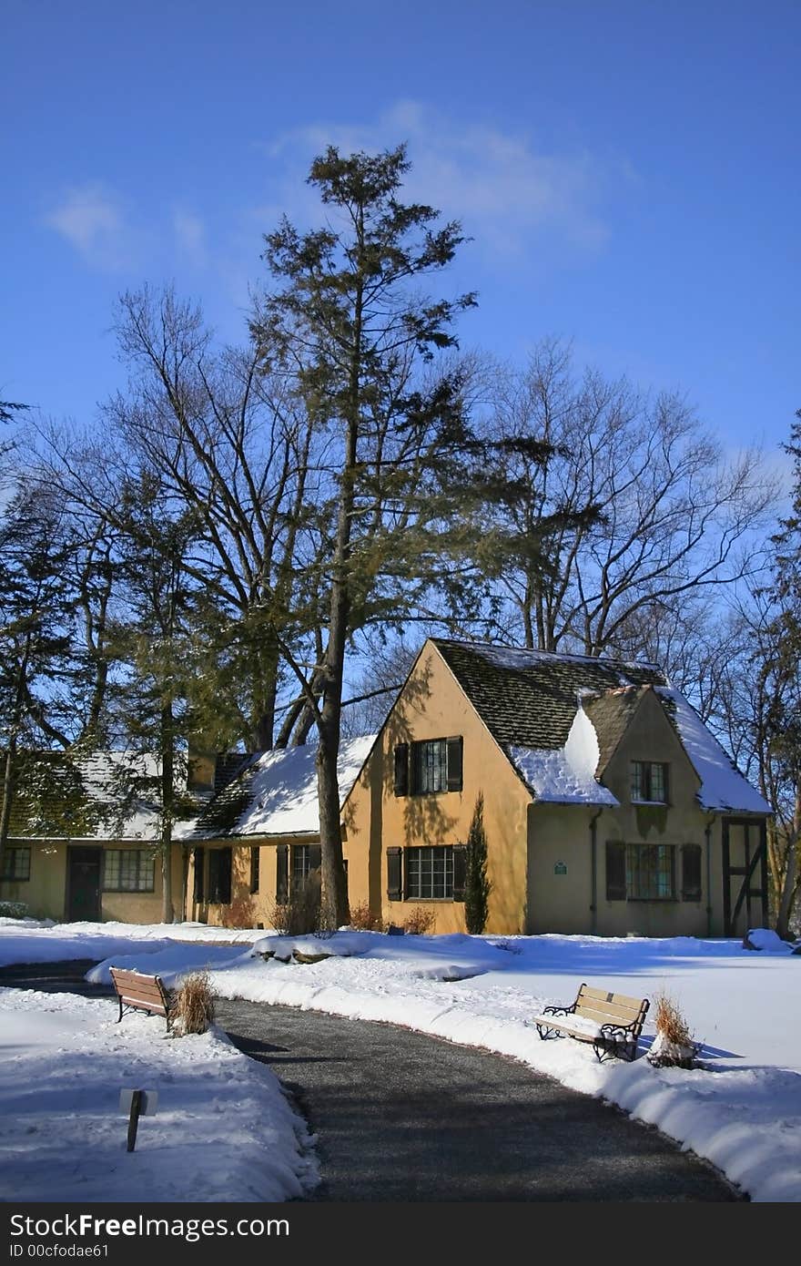 Visitors center on bright winter day in Michigan. Visitors center on bright winter day in Michigan