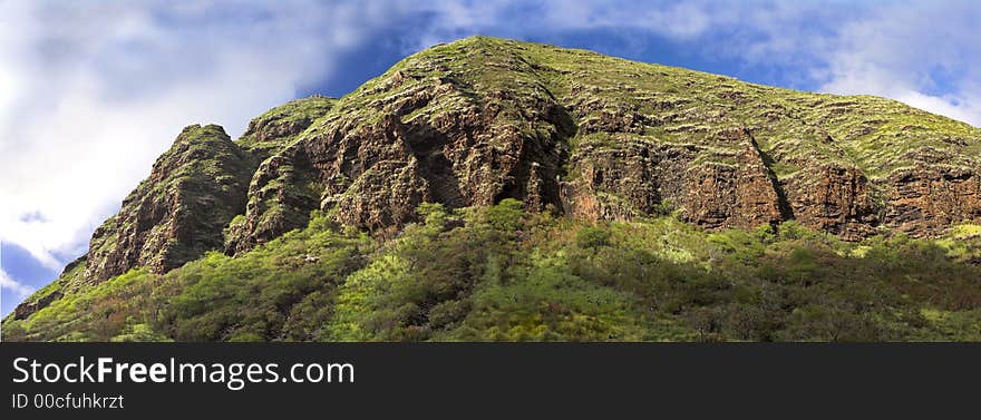 Panorama photo of Hawaiian landscape (Oahu)