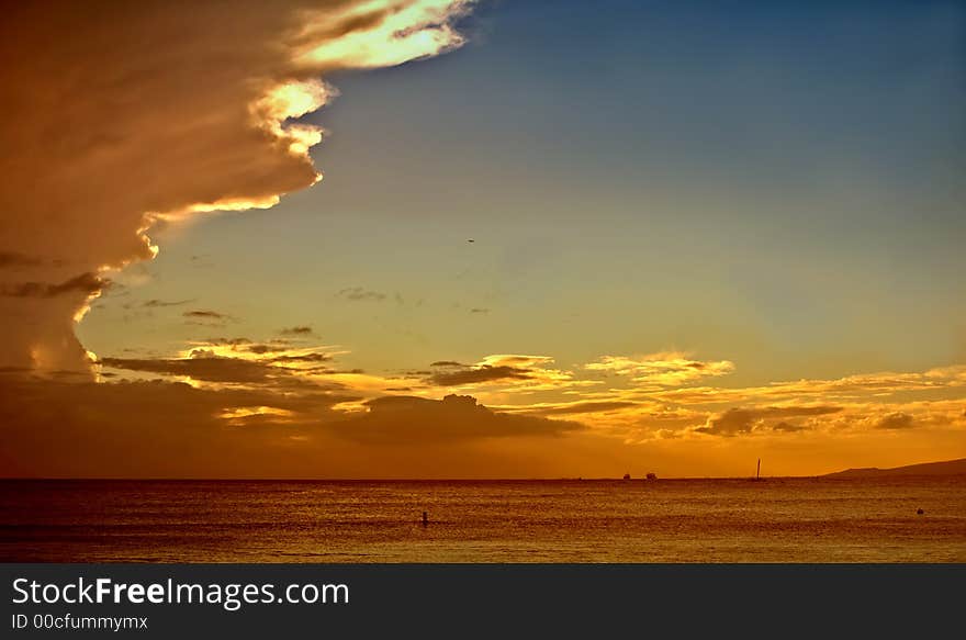 Sunset over the Pacific Ocean. Sunset over the Pacific Ocean