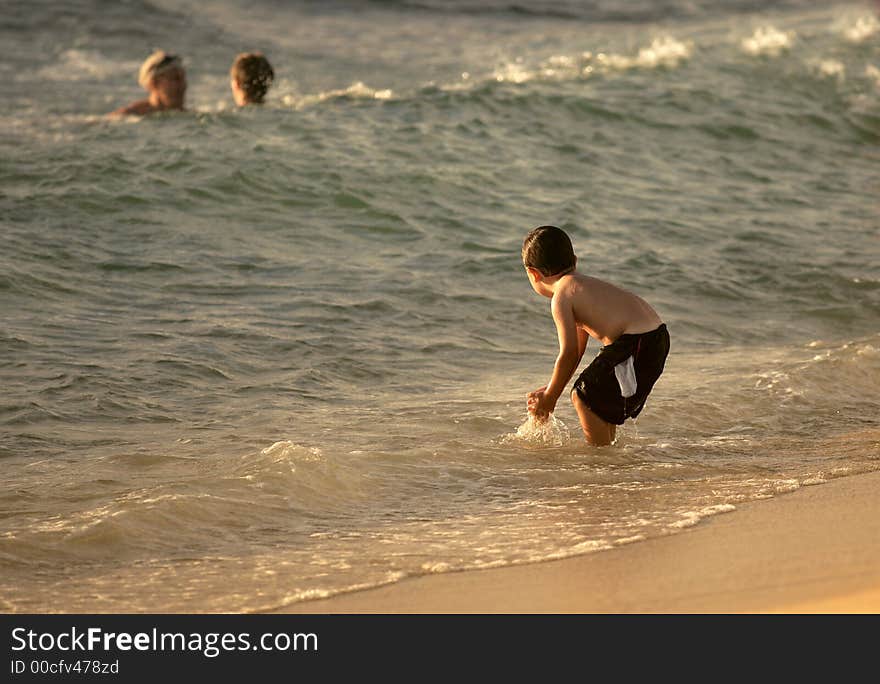 Playing at the beach