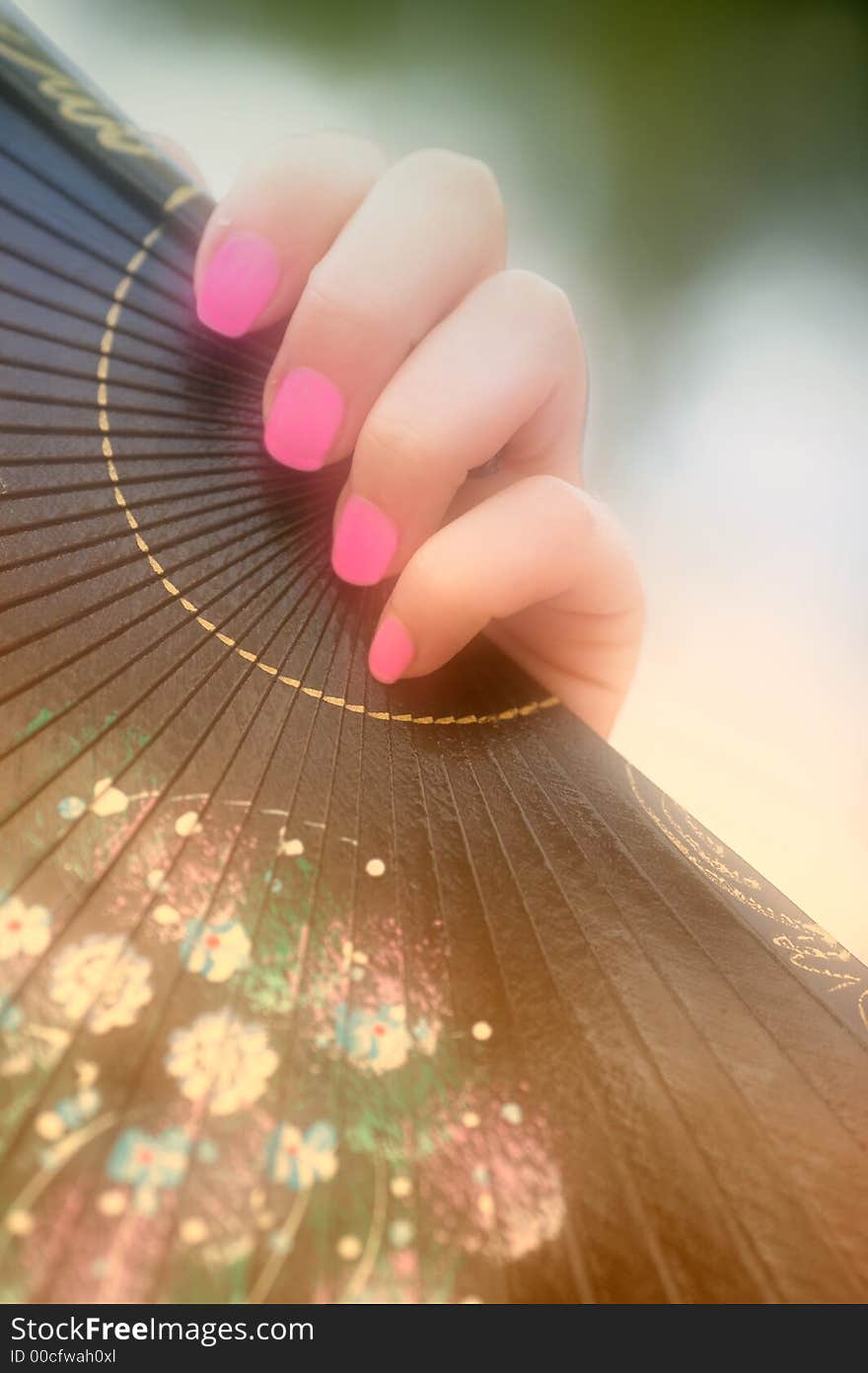 Romantic photo of female hand holding a fan. Romantic photo of female hand holding a fan