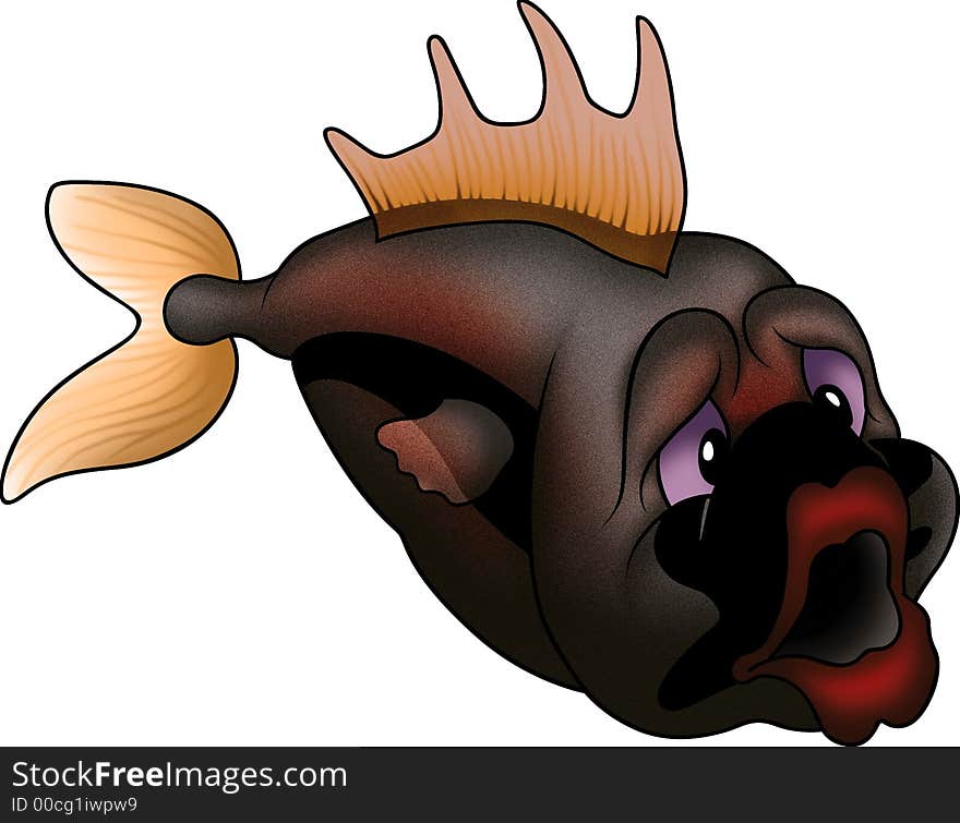 Fish 26 - High detailed illustration - Dark coloured ground-fish