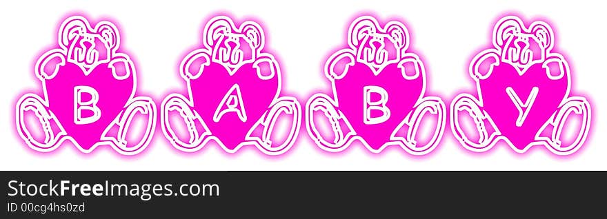 Baby Bears Pink Word Decoration