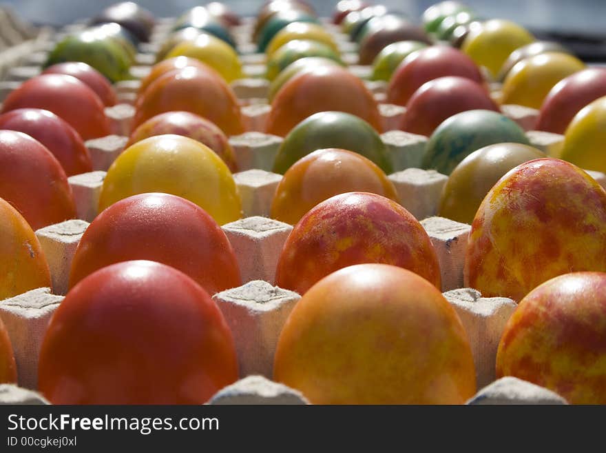 Easter eggs painted by hand, multicolored