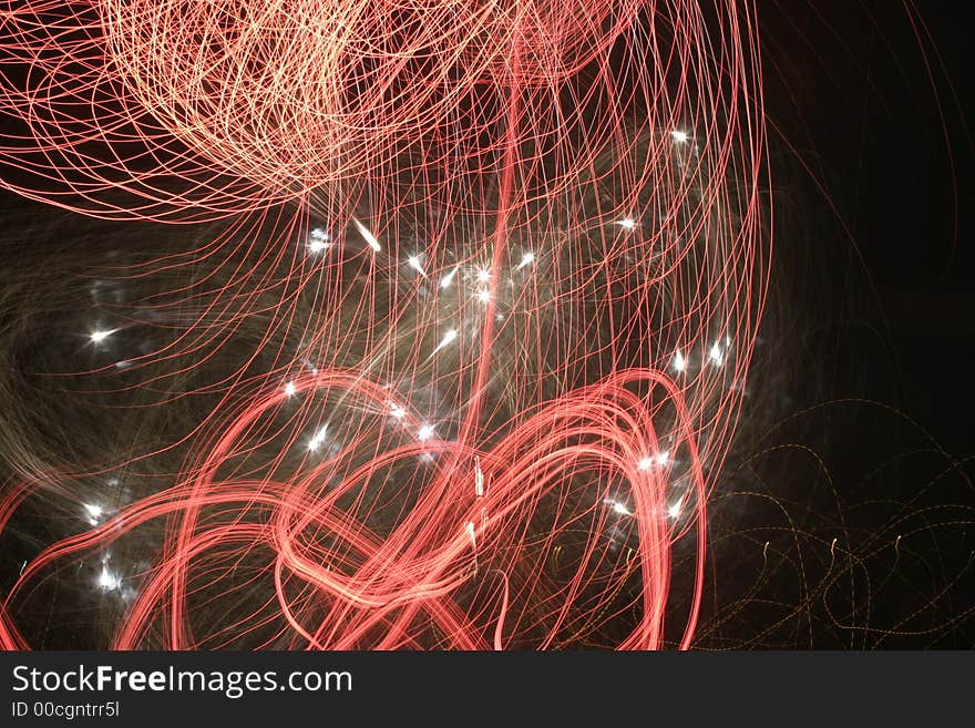 Exploding Fireworks Against A Black Sky