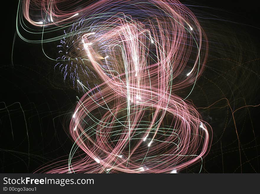 Exploding Fireworks Against A Black Sky