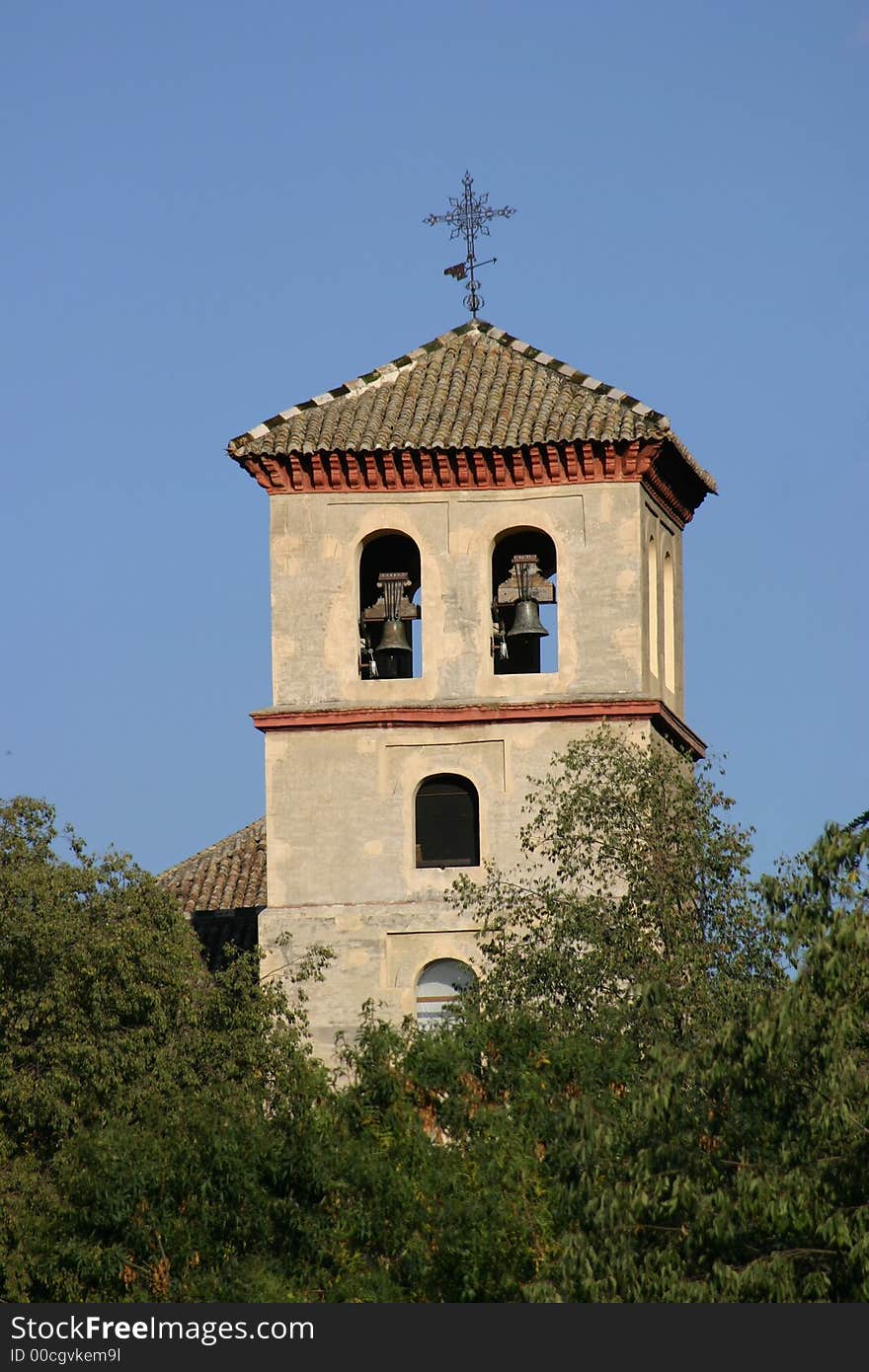 Bell tower in Granada, Spain. Bell tower in Granada, Spain.