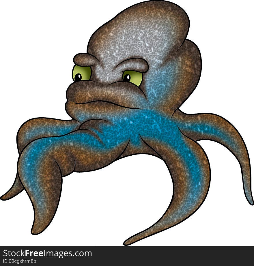 Octopus 04 - High detailed and coloured cartoon illustration