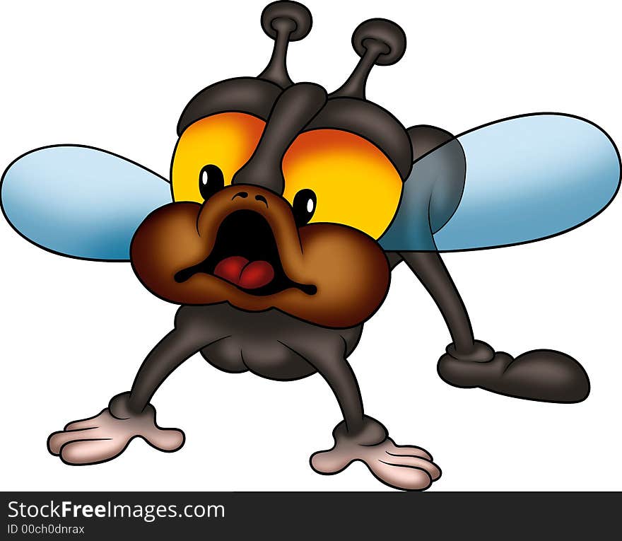 Little fly 04 - High detailed and coloured cartoon illustration - brown