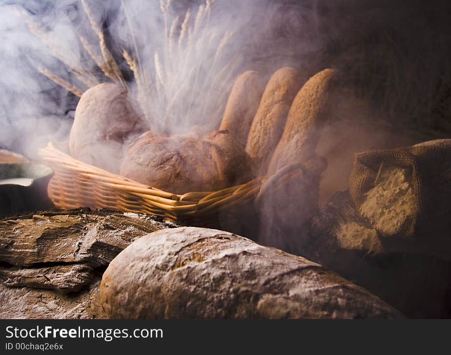 Bread mix in smoke