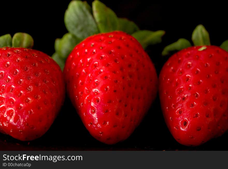 Strawberries Against Black