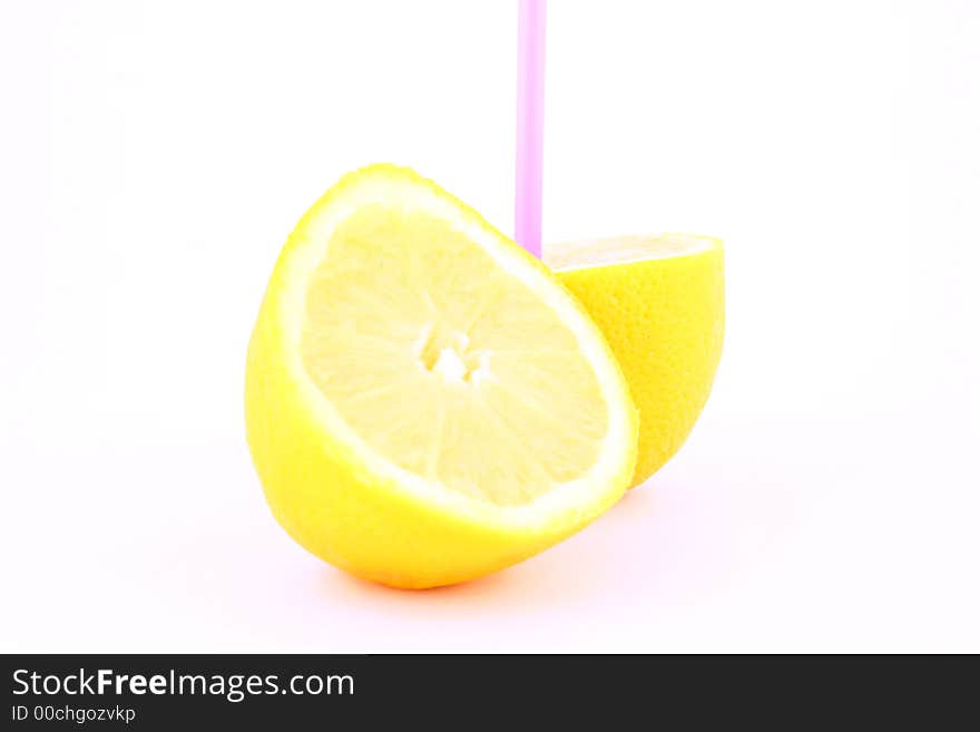 Lemons composition on pure white background