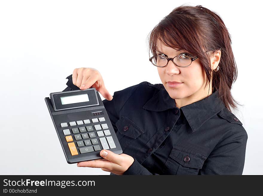 Woman with calculator