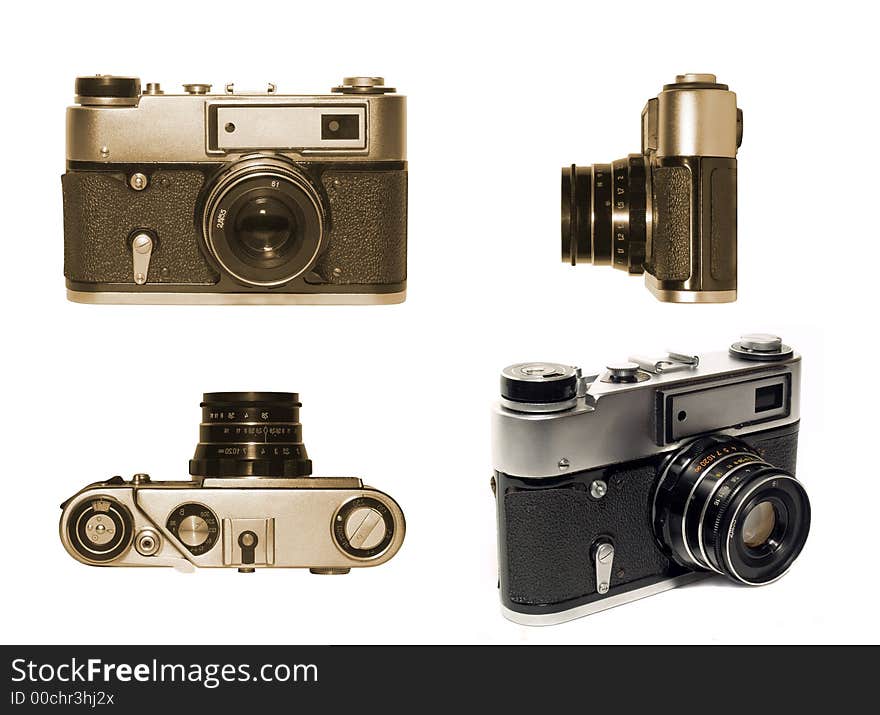 Old fashioned film camera multivew