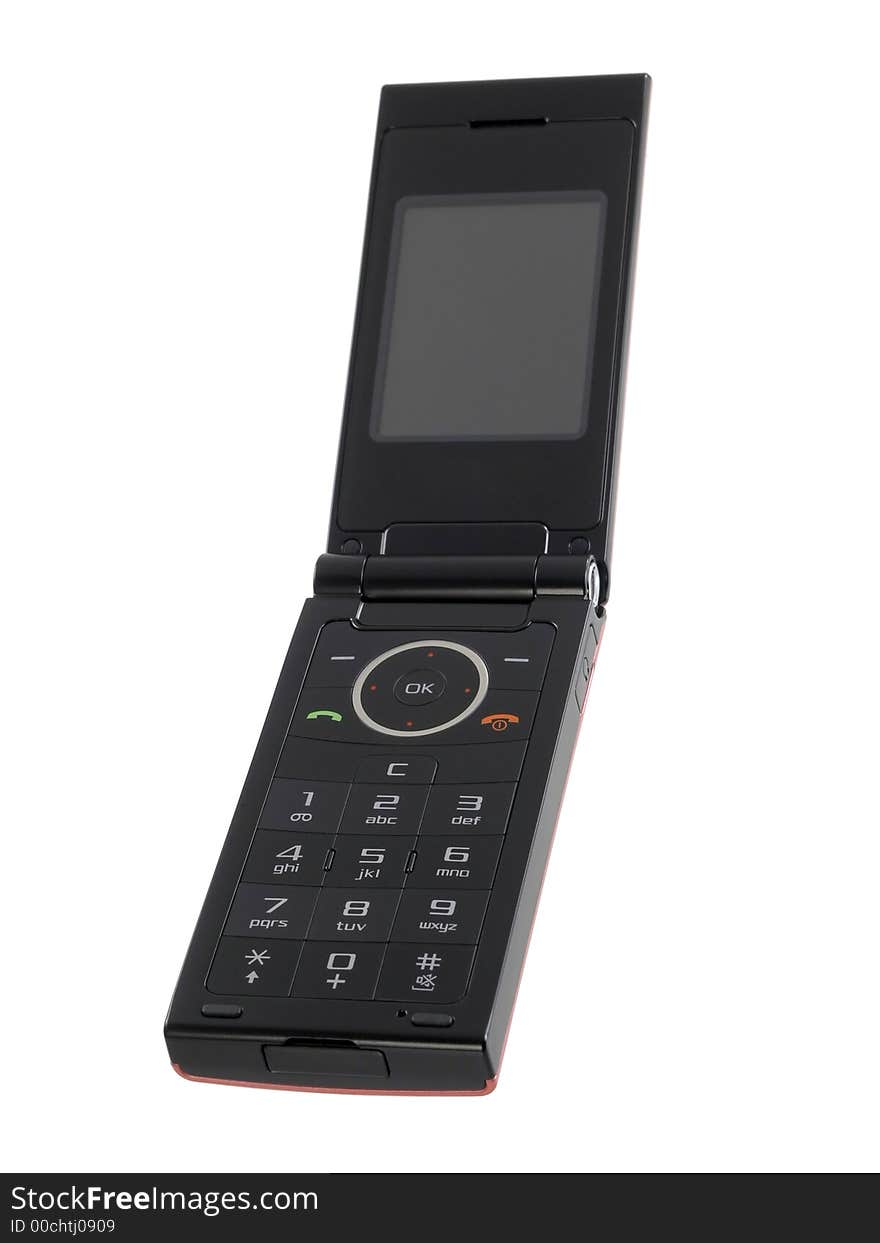 Open mobile phone, object isolated