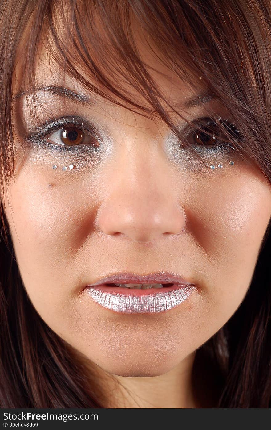 Close-up of beautiful woman with winter makeup. Close-up of beautiful woman with winter makeup