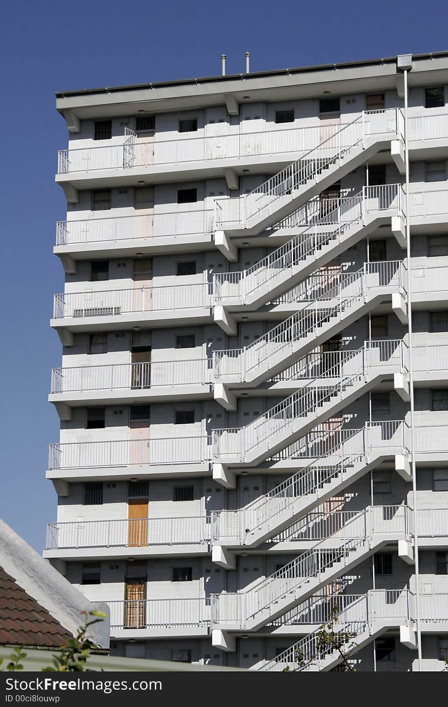 Modern Tall White Urban Residential Apartment Building In Sydney, Stairs, Staircase, Australia. Modern Tall White Urban Residential Apartment Building In Sydney, Stairs, Staircase, Australia