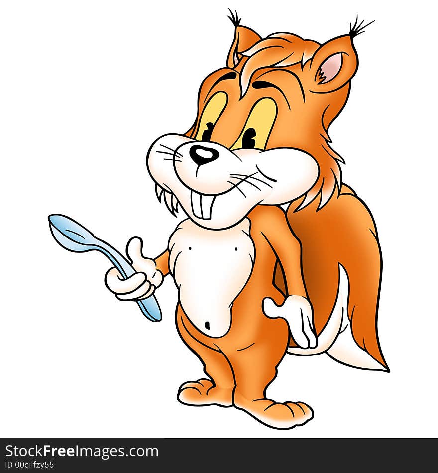 Squirrel with spoon