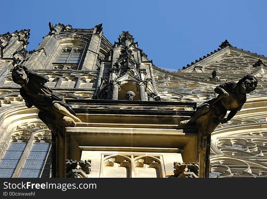 St. Vitus cathedral front view.,Prague, Czech Republic