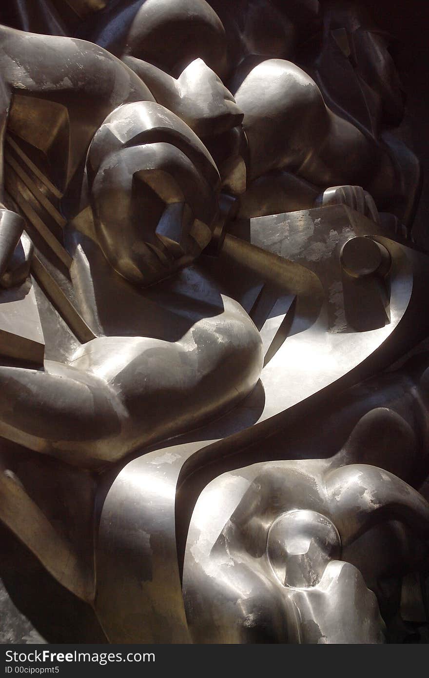 Detail of a metallic monument in New York City by day, United States, America. Detail of a metallic monument in New York City by day, United States, America