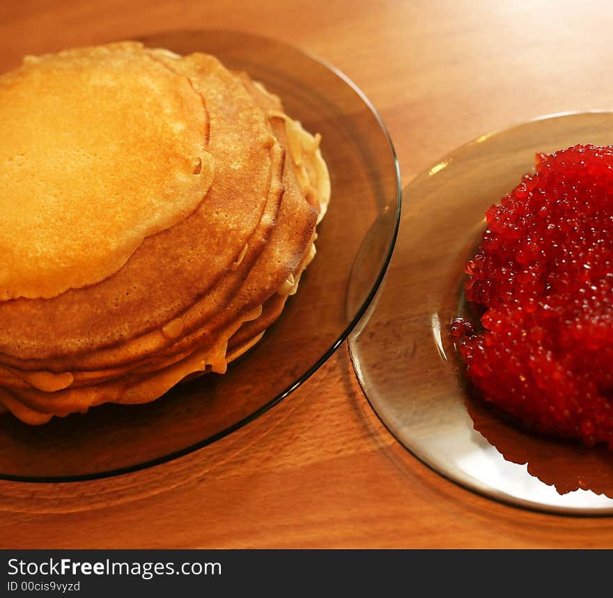 Pancakes with caviar