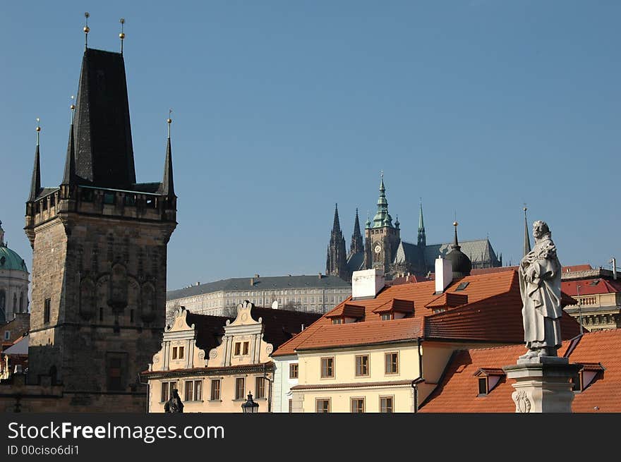 Cathedral of St Vitas from Charles bridge.Prague, Czech Republic