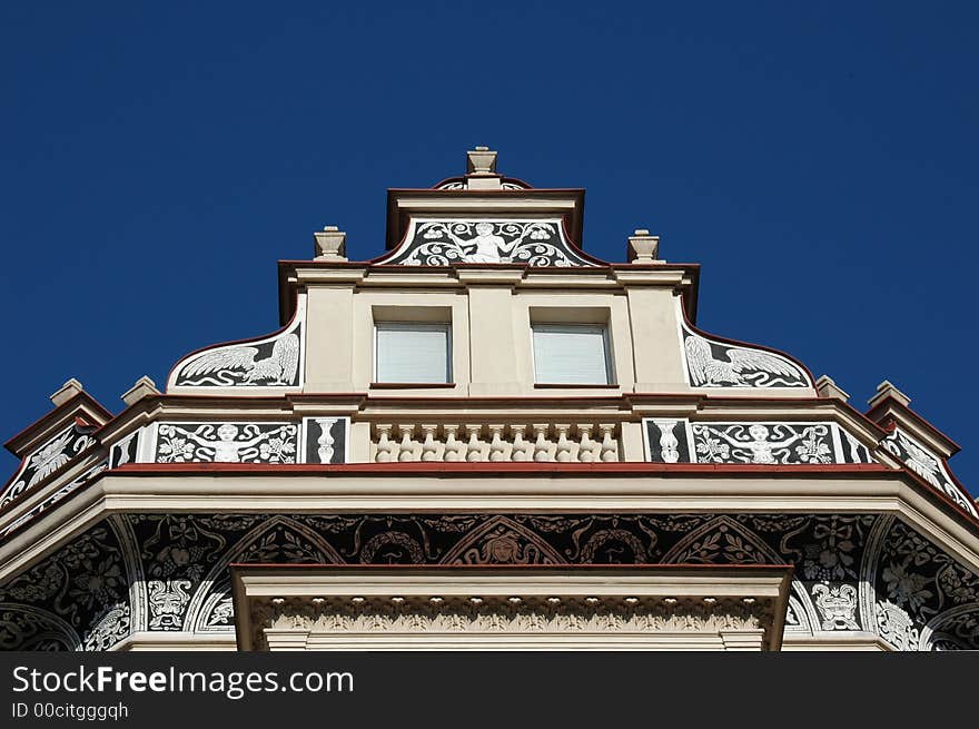 Historical building with paintings.Prague, Czech Republic