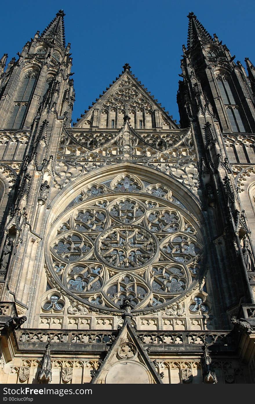 St. Vitus cathedral front view.Prague, Czech Republic