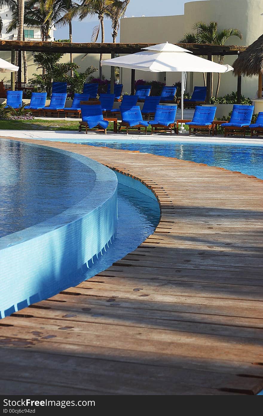 Partial view of the pools of a hotel in Puerto Vallarta, Jalisco, Mexico, Latin America