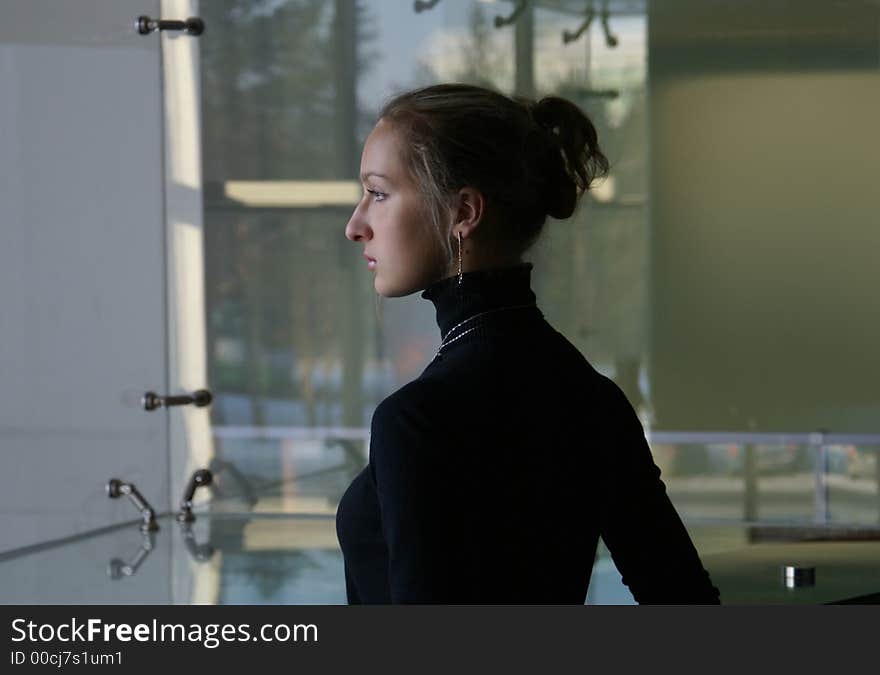 Young attractive beautiful lady on strange background. Young attractive beautiful lady on strange background