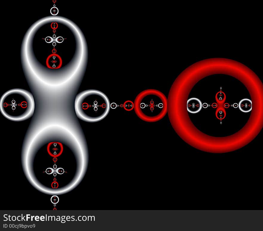 Abstract fractal image resembling multiple connected rings. Abstract fractal image resembling multiple connected rings