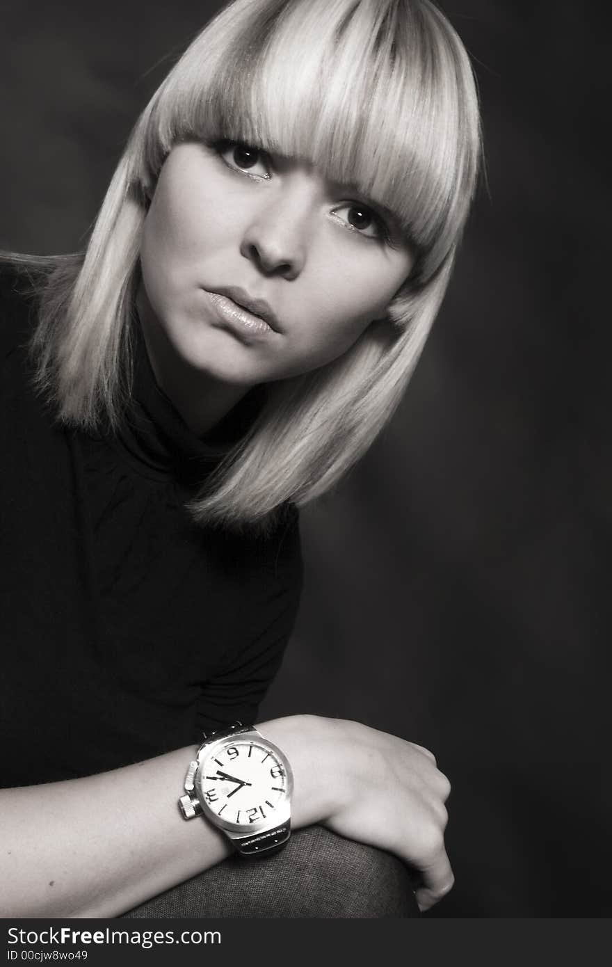 A model portrait in the studio. A model portrait in the studio