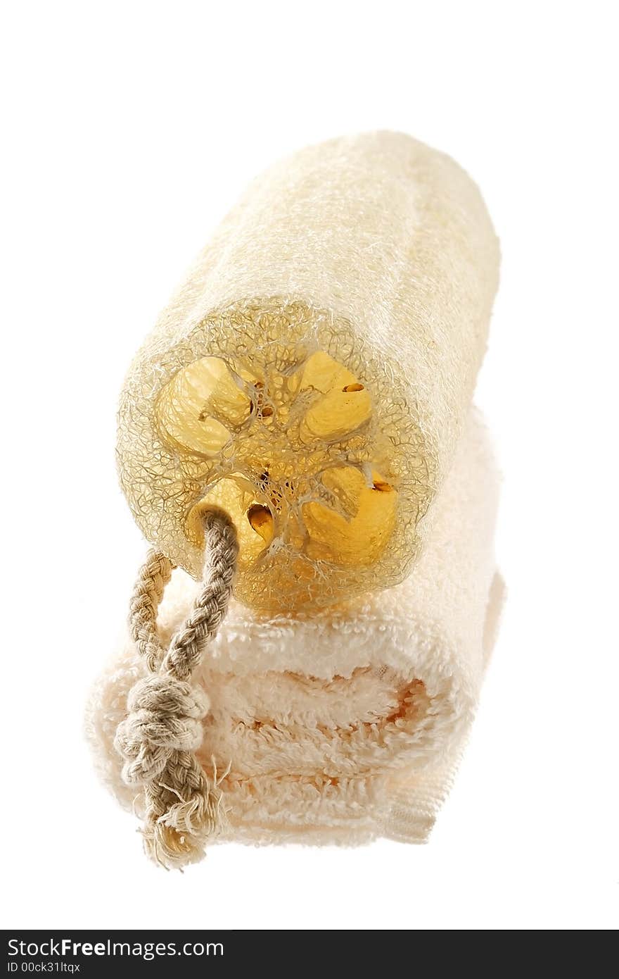 Natural sponge and terry towel-accessories for weakening massage and bath procedures