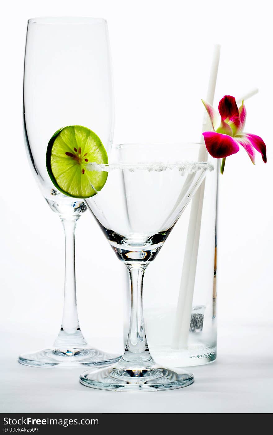 View of different size glasses ready to be filled up. View of different size glasses ready to be filled up