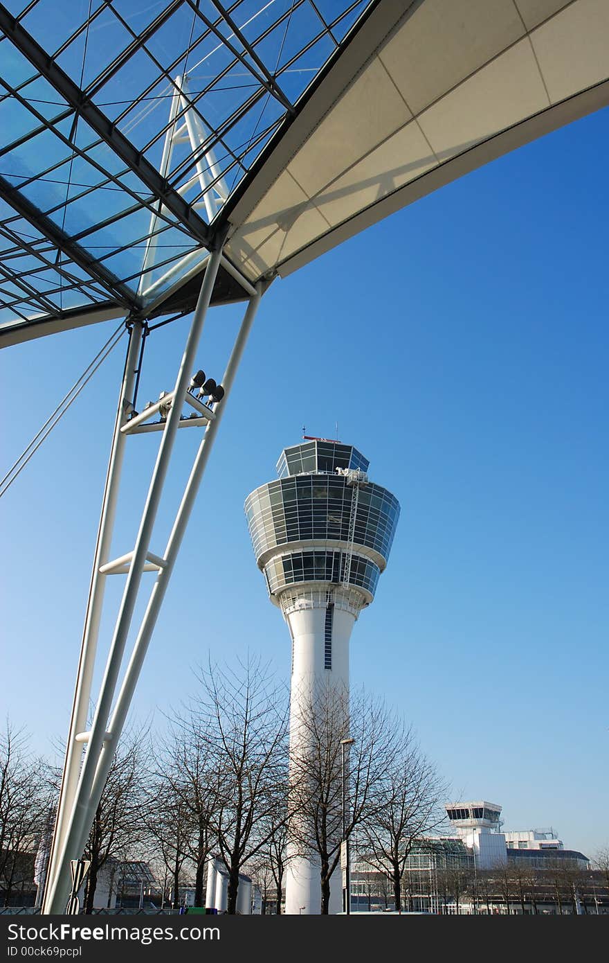 Airport roof with control tower