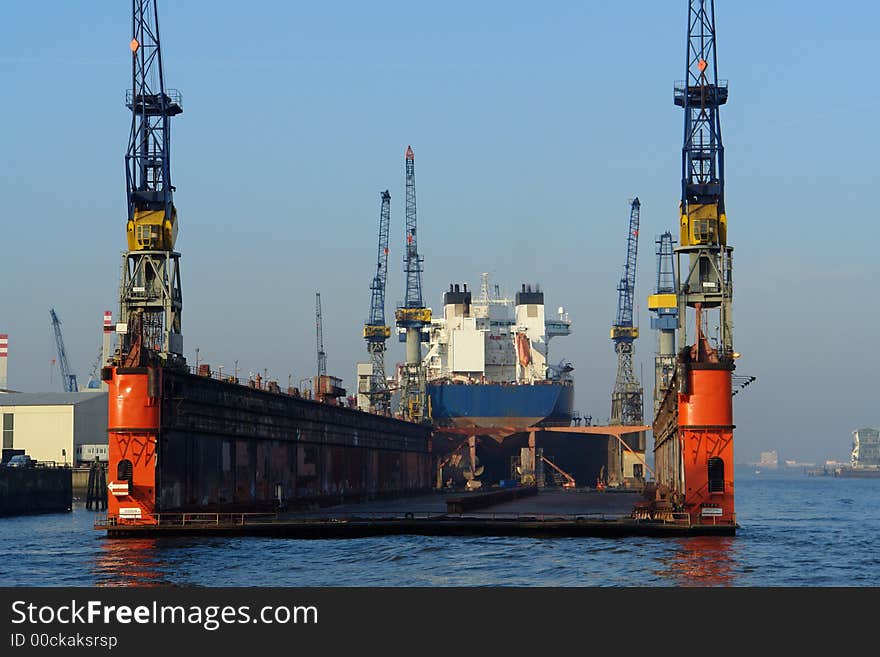 Floating dock in Hamburg harbor