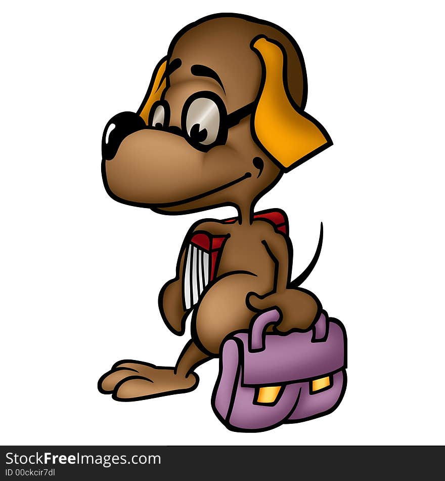 Dog school-boy 1 - High detailed and coloured illustration