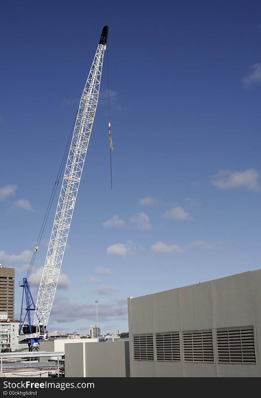 Urban City Construction With A Tall Tower Crane, Sydney, Australia