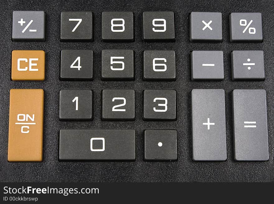 Close up of the buttons from a black calculator