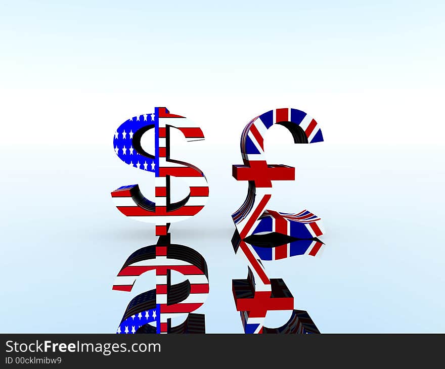 A set of US and UK currency symbols. A set of US and UK currency symbols.