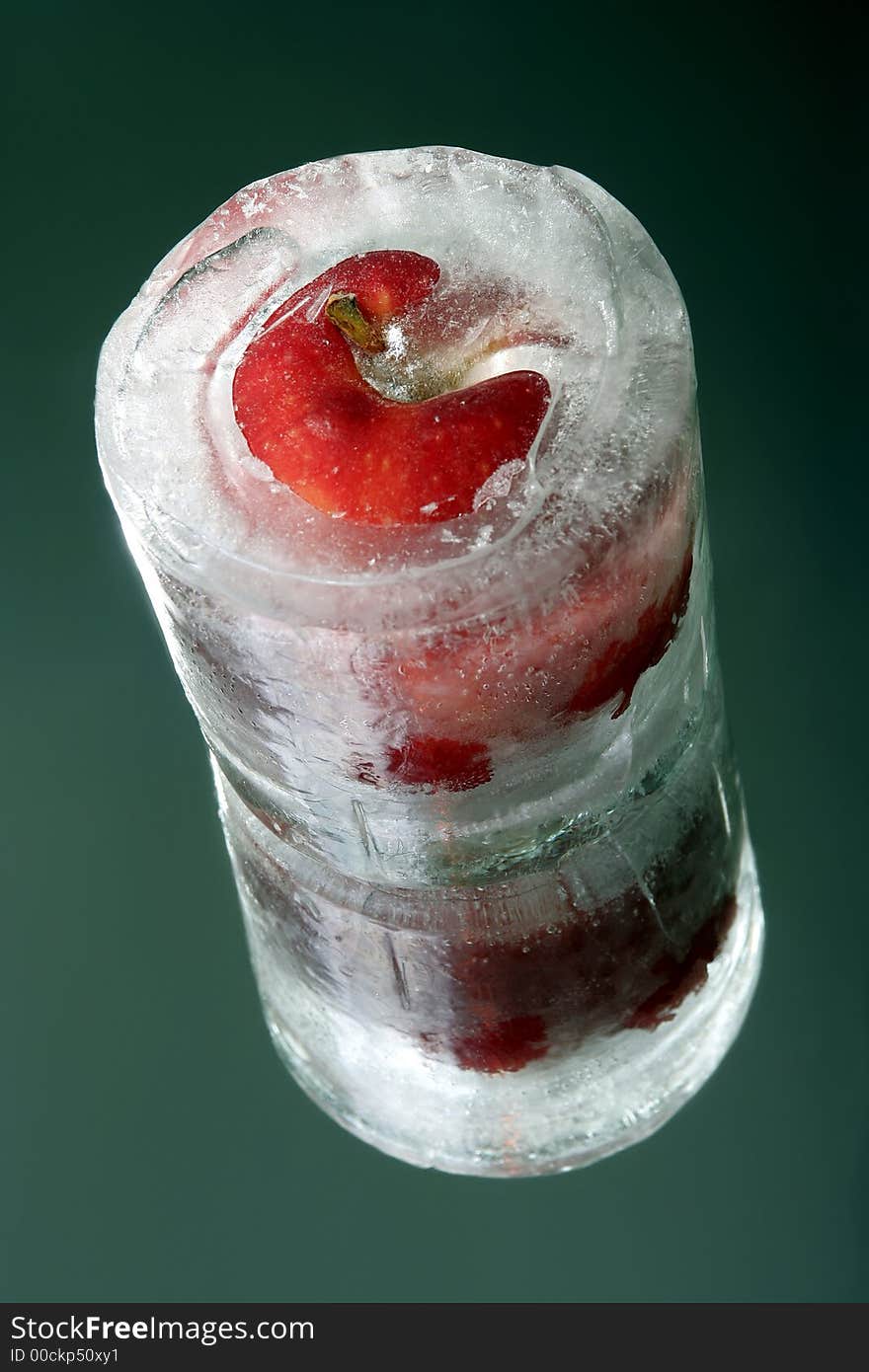 Apple covered with thick layer of ice. Apple covered with thick layer of ice