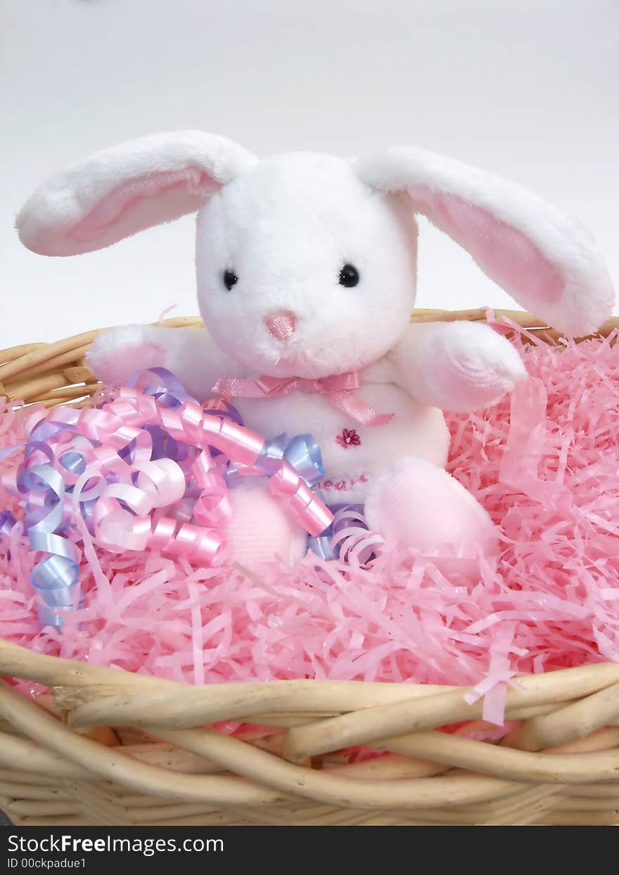 Easter bunny in the basket. Easter bunny in the basket