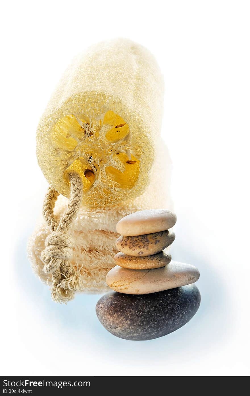 Natural sponge and terry towel-accessories for weakening massage and bath procedures