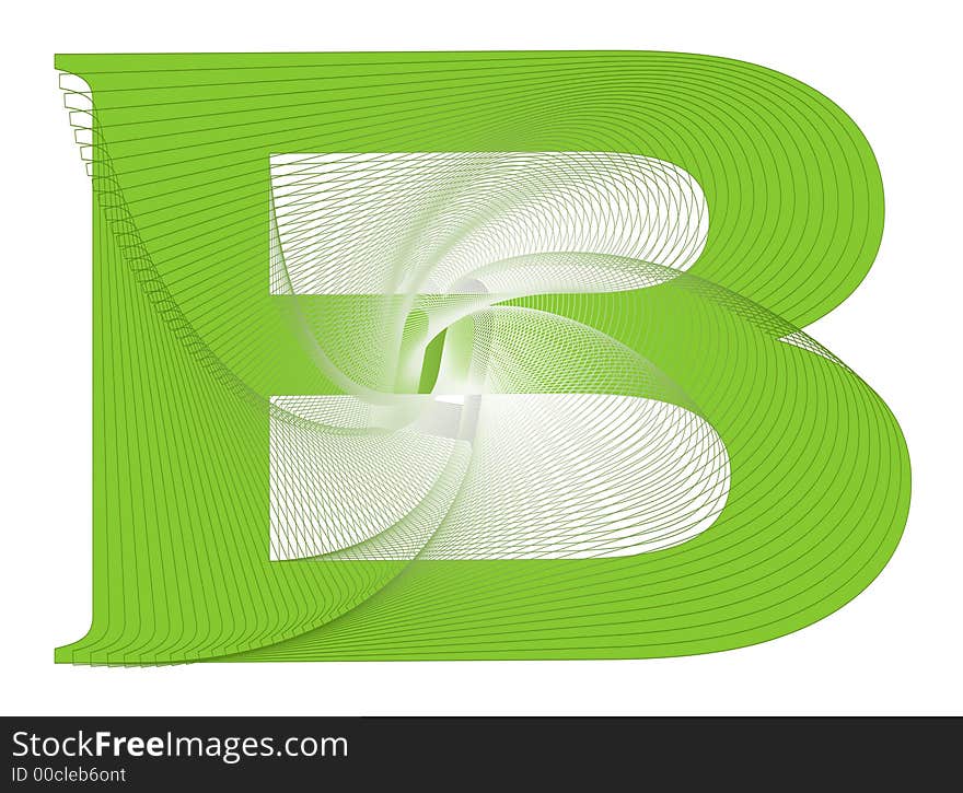 A fun green B with spiral design. A fun green B with spiral design