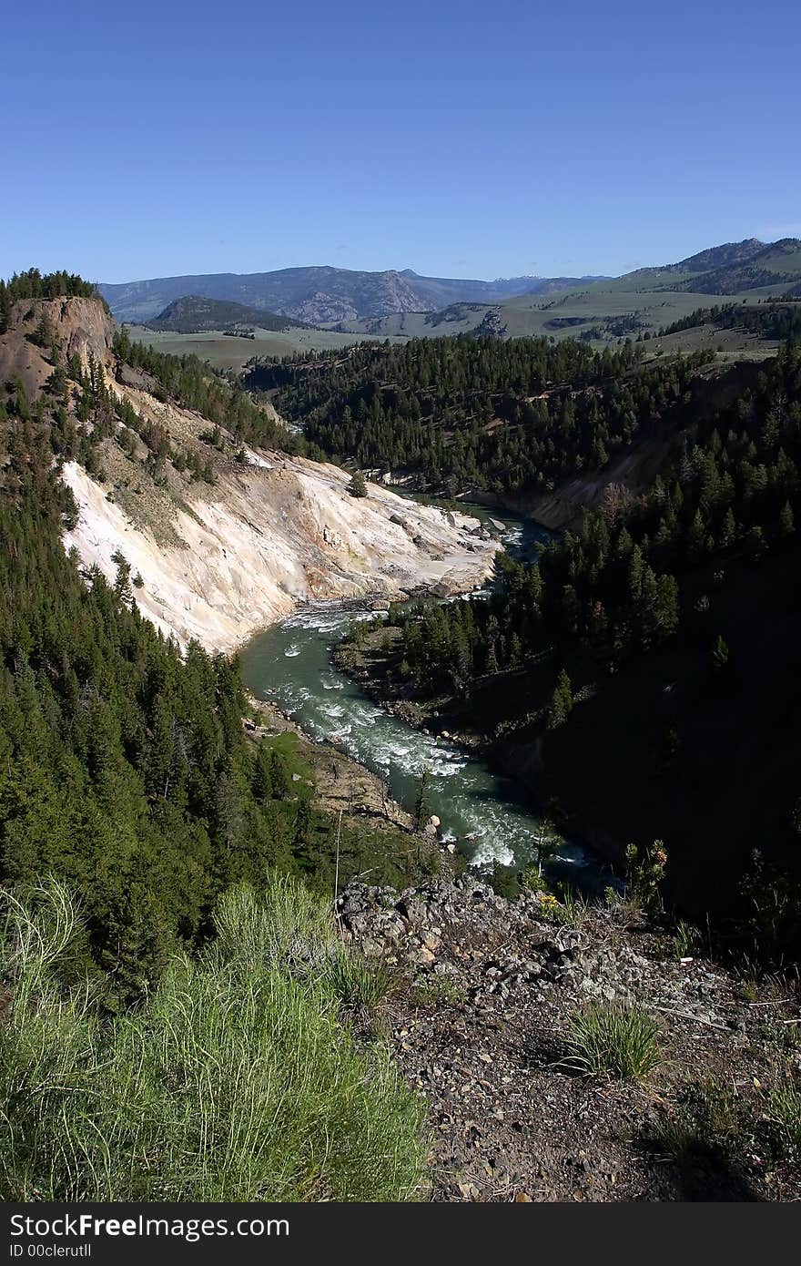 Calcite Springs location in Yellowstone, Wyoming. Calcite Springs location in Yellowstone, Wyoming