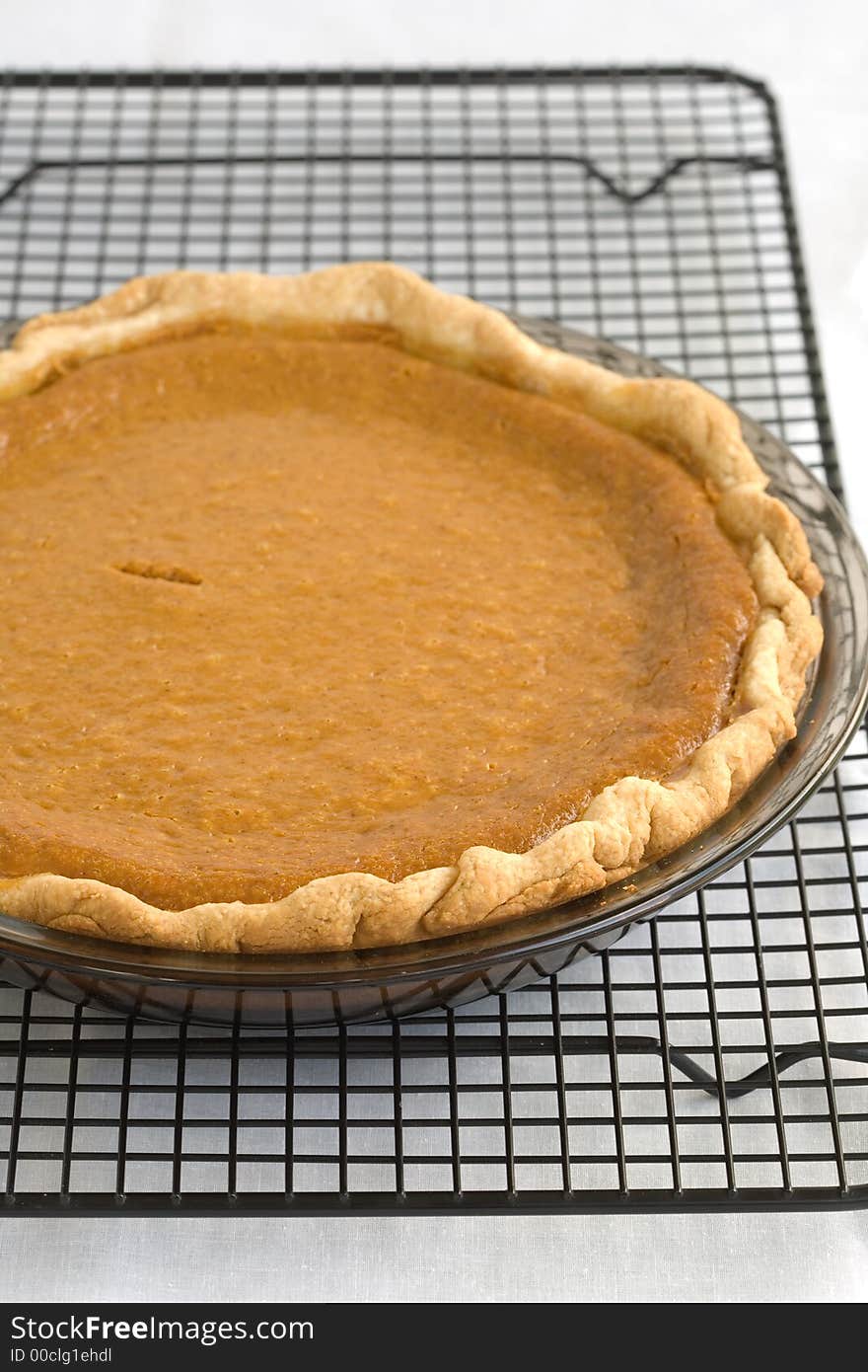 Pumpkin Pie on a cooling rack