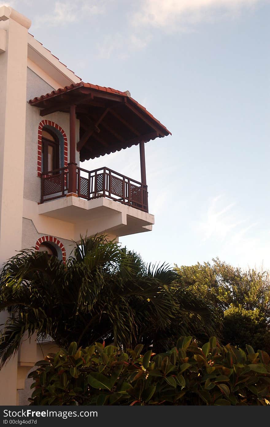 Sunny Colonial balcony in a beautiful and hot resort. Sunny Colonial balcony in a beautiful and hot resort