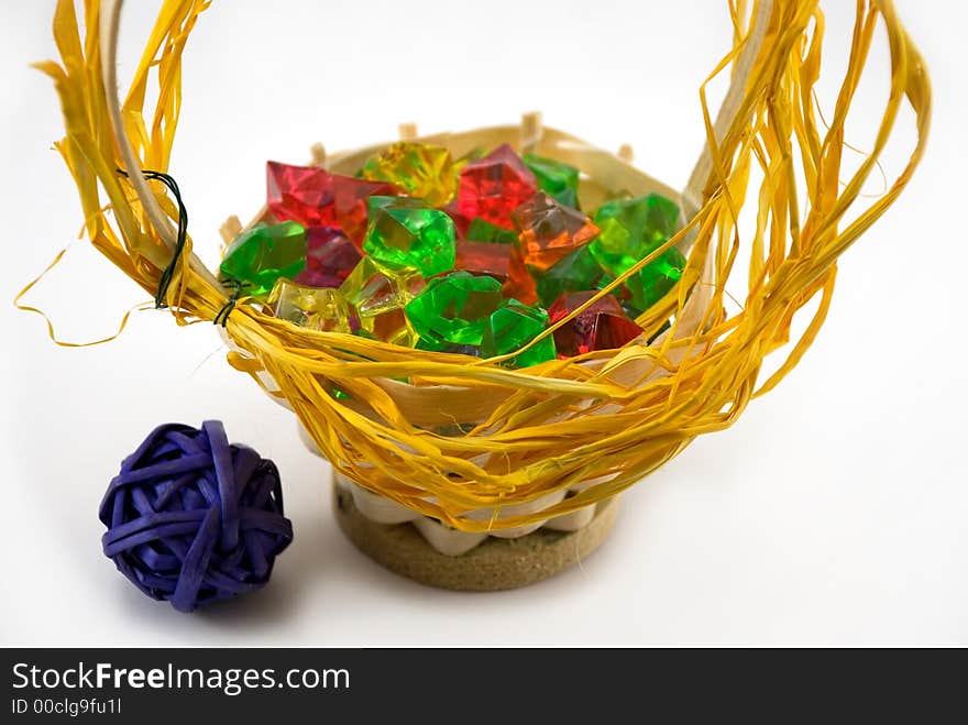 Beautiful basket with different ornaments. Beautiful basket with different ornaments